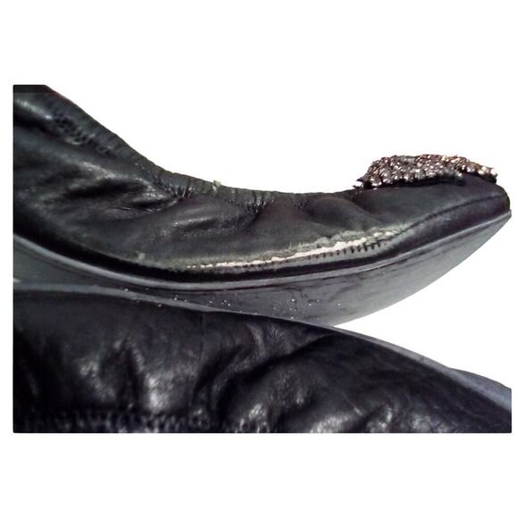 Tory Burch Eddie Black Jeweled-Bow Ballet Flats - Size 8 1/2 - Picture 4 of 16
